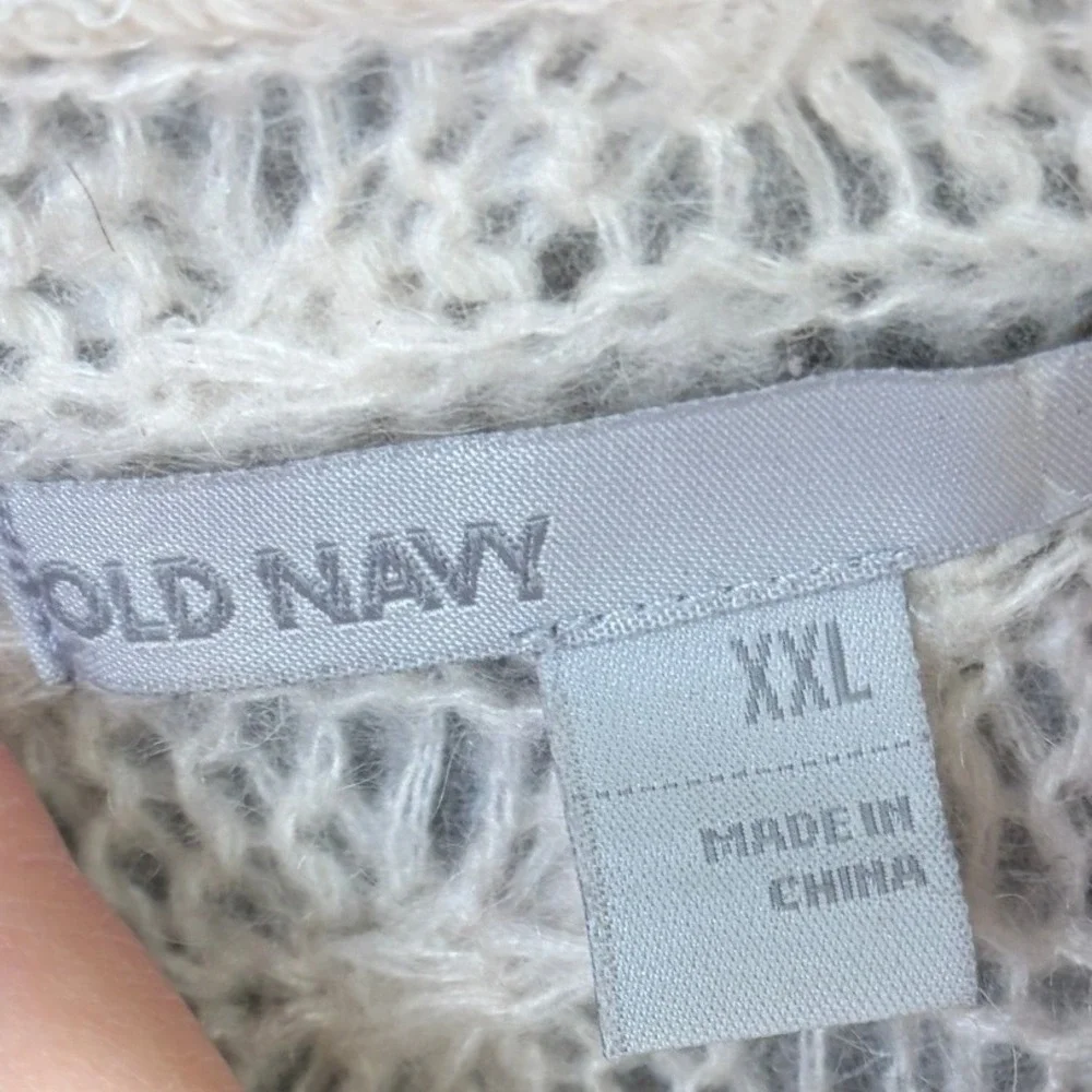 Old Navy Cream Cowl Neck Oversized Knit‎ Tunic Wool Mohair Blend Sweater XXL